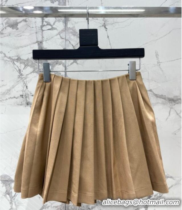 Good Quality Saint Laurent Pleated Mini Skirt 1015 Beige 2025