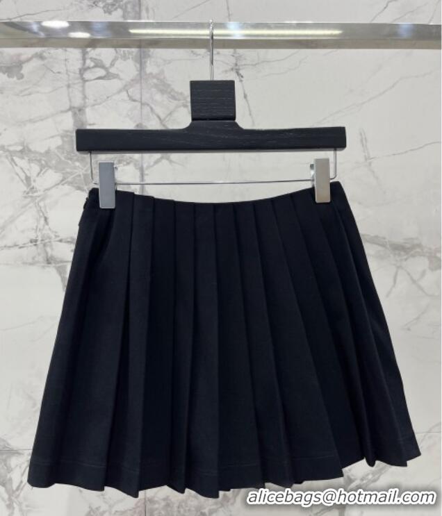 Famous Brand Saint Laurent Pleated Mini Skirt 1015 Black 2025