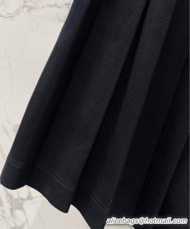 Famous Brand Saint Laurent Pleated Mini Skirt 1015 Black 2025