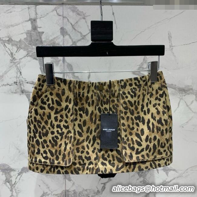 Market Sells Saint Laurent Leopard Print Mini Skirt Y1015 2025
