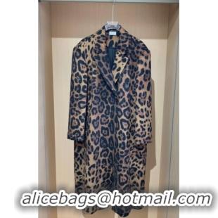 Top Quality Saint Laurent Leopard Print Cashmere Wool Coat YSL110601 Brown 2025