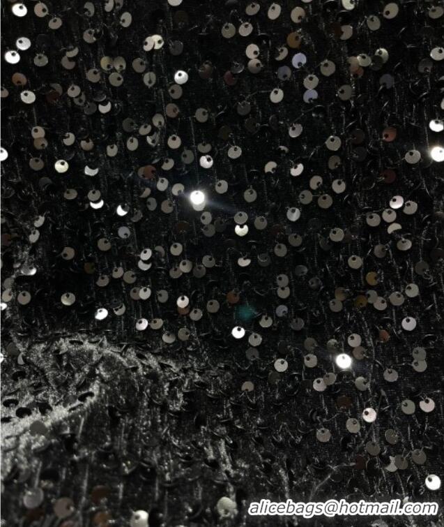 Luxury Discount Saint Laurent Sequins Top and Skirt YSL111501 Black 2025