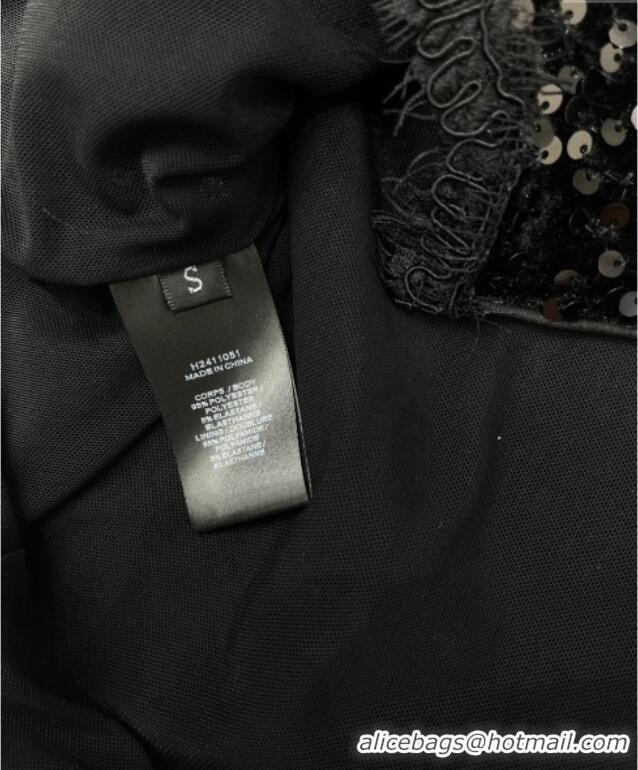 Luxury Discount Saint Laurent Sequins Top and Skirt YSL111501 Black 2025