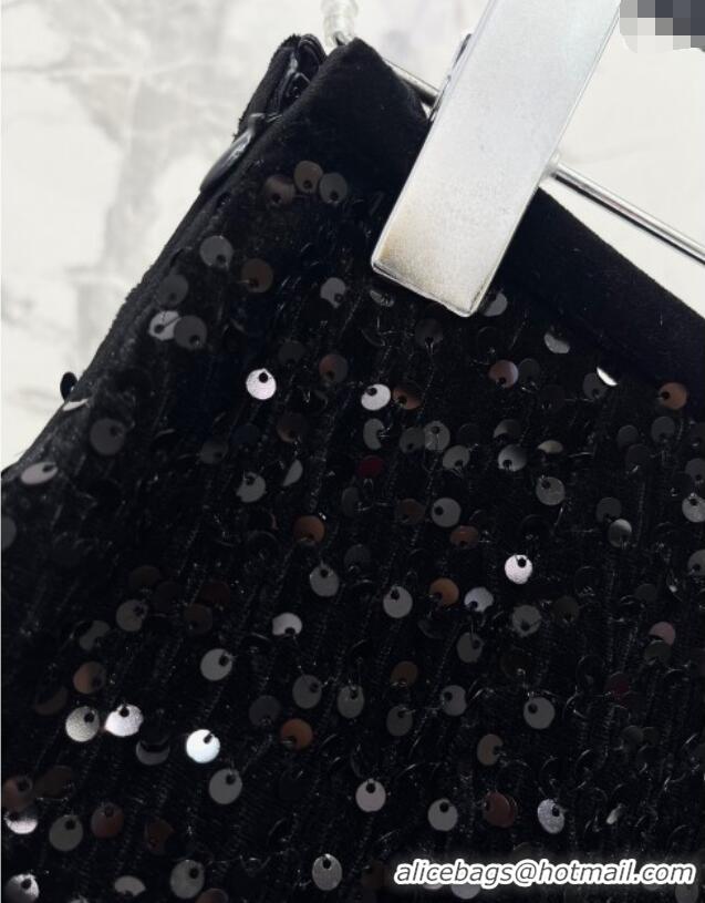 Luxury Discount Saint Laurent Sequins Top and Skirt YSL111501 Black 2025