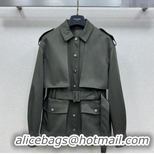 Top Quality Saint Laurent Trench Coat S090411 Green 2025