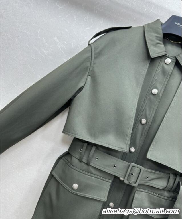 Top Quality Saint Laurent Trench Coat S090411 Green 2025