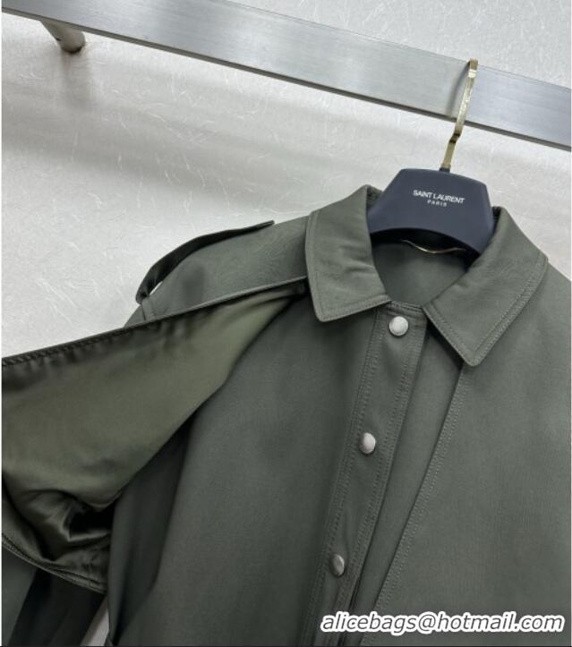 Top Quality Saint Laurent Trench Coat S090411 Green 2025