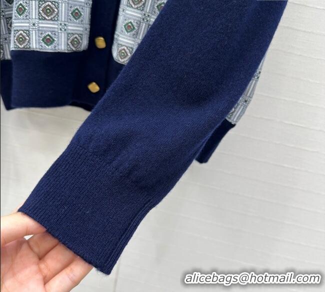 Grade Quality Loro Piana LP Printed Cardigan 1015 Blue 2025