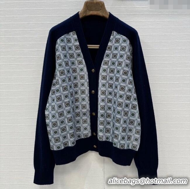 Grade Quality Loro Piana LP Printed Cardigan 1015 Blue 2025