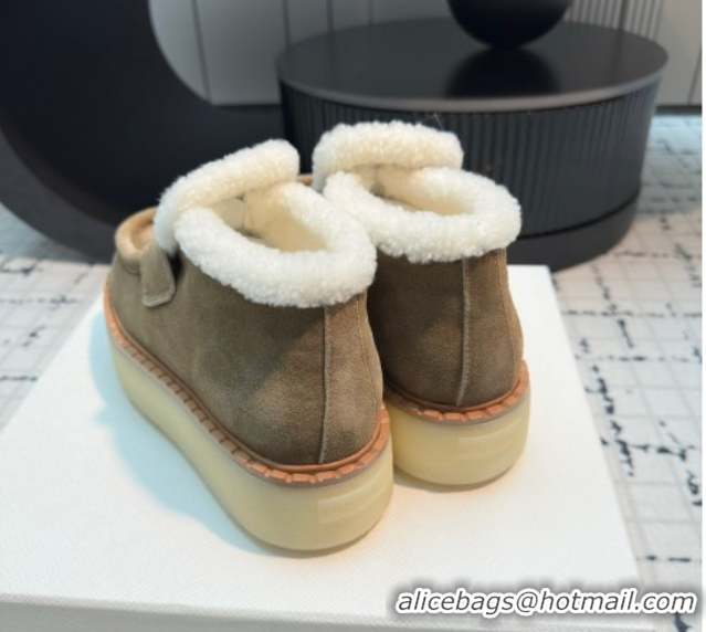Hot Style Prada Suede and Wool Platform Slip-on Ankle Boots 5cm Beige 2025 PR102706 1027087