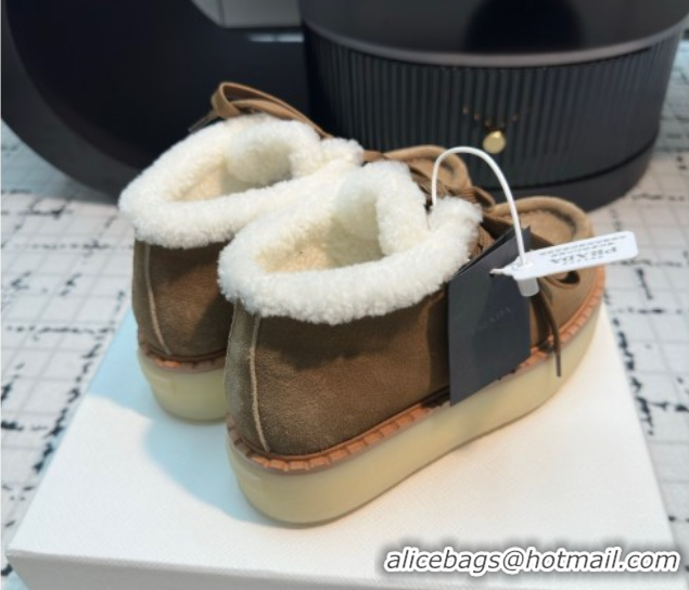 Grade Quality Prada Suede and Wool Platform Chukka Ankle Boots 5cm Brown2 2025 1T716N 1027089