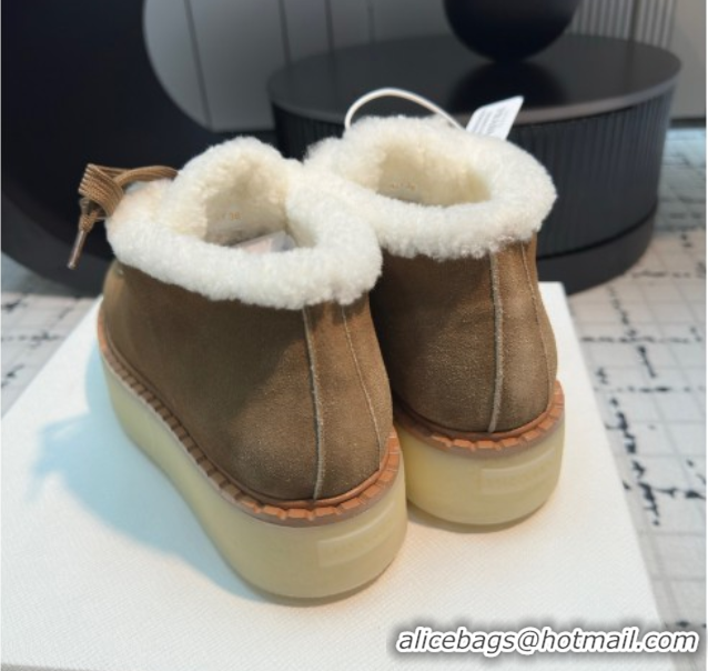 Grade Quality Prada Suede and Wool Platform Chukka Ankle Boots 5cm Brown2 2025 1T716N 1027089