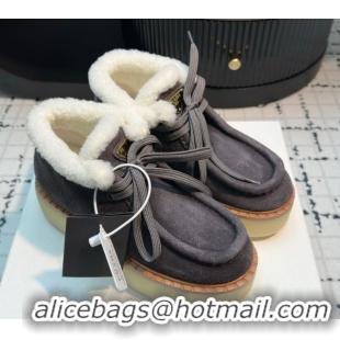 Buy Luxury Prada Suede and Wool Platform Chukka Ankle Boots 5cm Grey 2025 1T716N 1027091