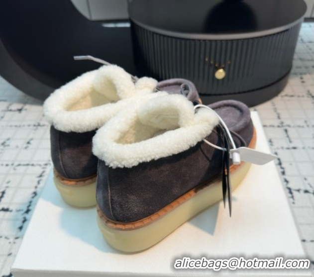 Buy Luxury Prada Suede and Wool Platform Chukka Ankle Boots 5cm Grey 2025 1T716N 1027091