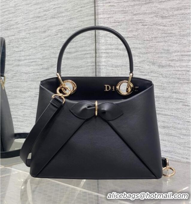 Buy Discount Dior Bow Top Handle Bag in Calfskin Leather DR112201 Black 2025