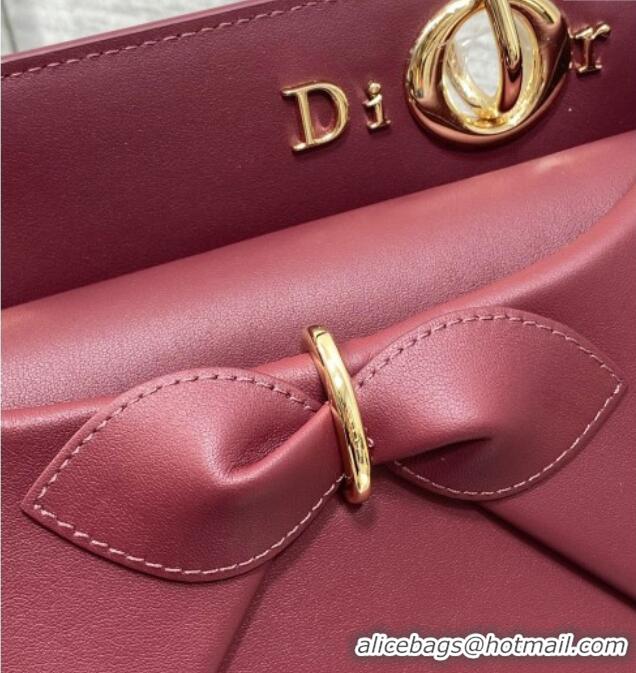 Good Cheap Dior Bow Top Handle Bag in Calfskin Leather DR112201 Burgundy 2025