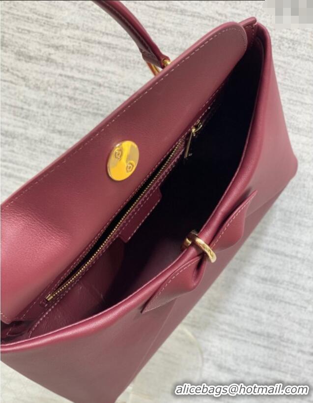 Good Cheap Dior Bow Top Handle Bag in Calfskin Leather DR112201 Burgundy 2025