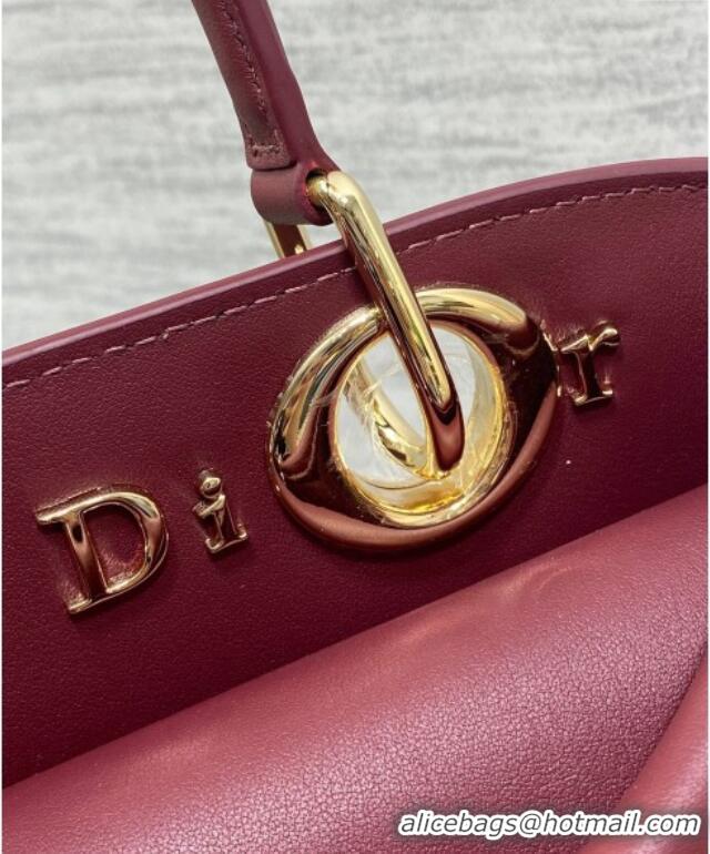 Good Cheap Dior Bow Top Handle Bag in Calfskin Leather DR112201 Burgundy 2025
