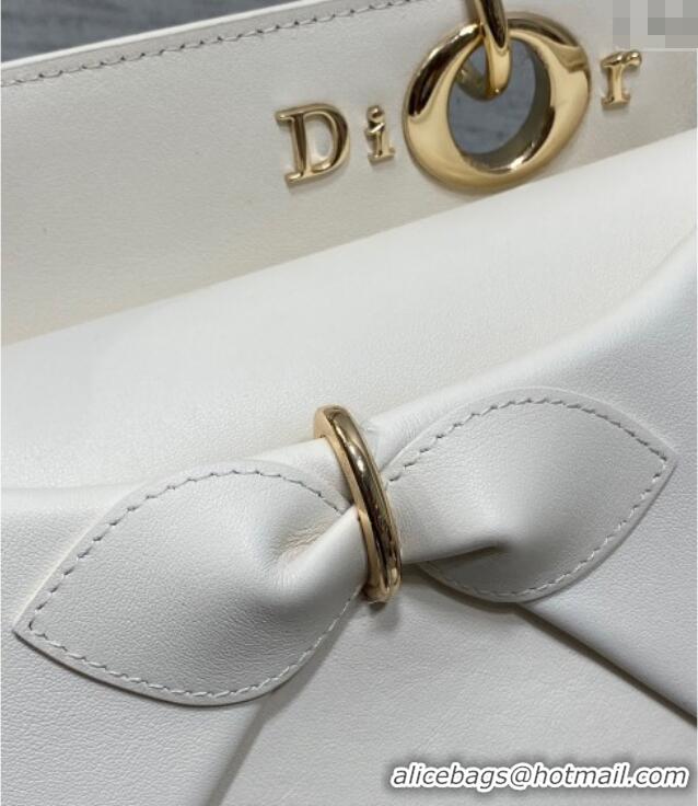 Best Price Dior Bow Top Handle Bag in Calfskin Leather DR112201 White 2025