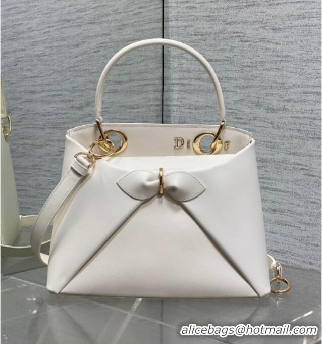 Best Price Dior Bow Top Handle Bag in Calfskin Leather DR112201 White 2025