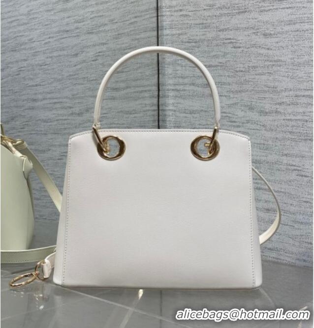 Best Price Dior Bow Top Handle Bag in Calfskin Leather DR112201 White 2025