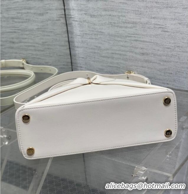 Best Price Dior Bow Top Handle Bag in Calfskin Leather DR112201 White 2025