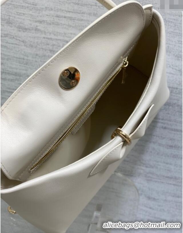 Best Price Dior Bow Top Handle Bag in Calfskin Leather DR112201 White 2025