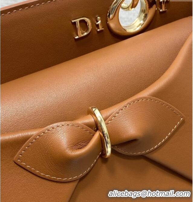 Reasonable Price Dior Bow Top Handle Bag in Calfskin Leather DR112201 Brown 2025