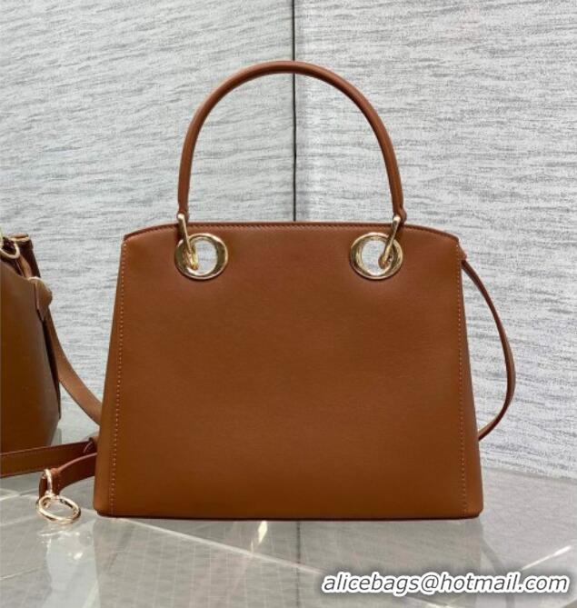 Reasonable Price Dior Bow Top Handle Bag in Calfskin Leather DR112201 Brown 2025