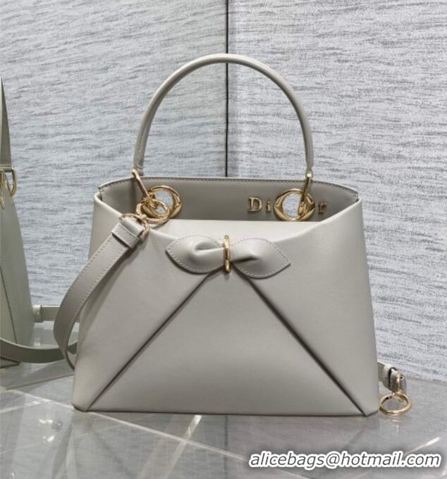 Super Quality Dior Bow Top Handle Bag in Calfskin Leather DR112201 Grey 2025