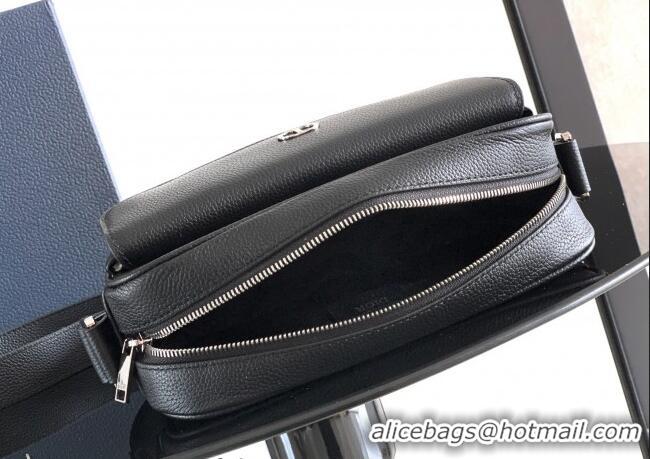 Best Quality Dior Mens CD Icon Zipped Messenger Bag in Grained Calfskin 1122 Black 2025