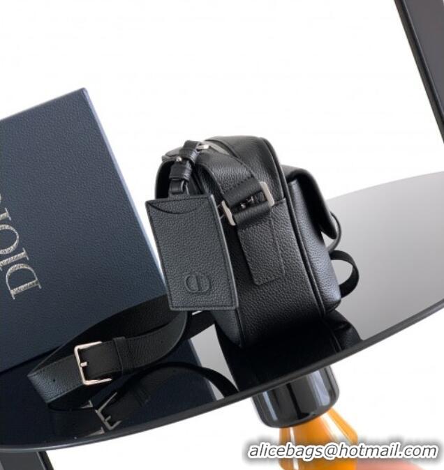 Best Quality Dior Mens CD Icon Zipped Messenger Bag in Grained Calfskin 1122 Black 2025