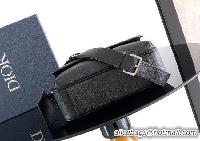 Best Quality Dior Mens CD Icon Zipped Messenger Bag in Grained Calfskin 1122 Black 2025