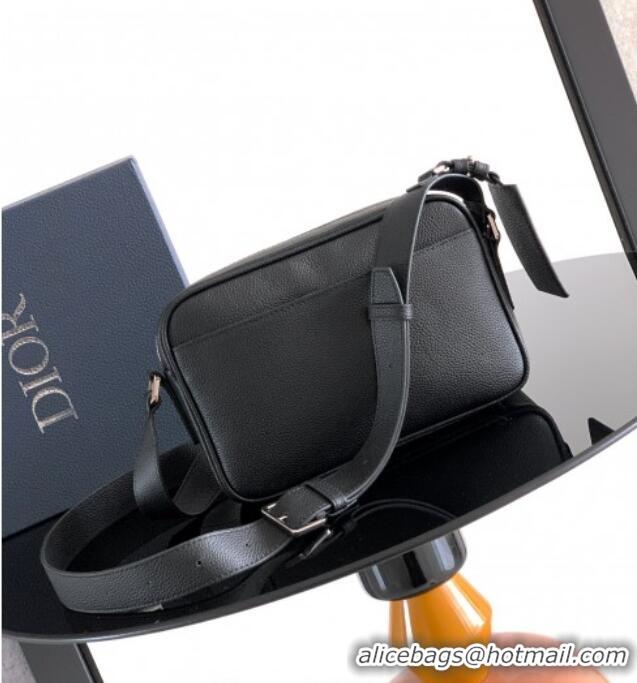 Best Quality Dior Mens CD Icon Zipped Messenger Bag in Grained Calfskin 1122 Black 2025