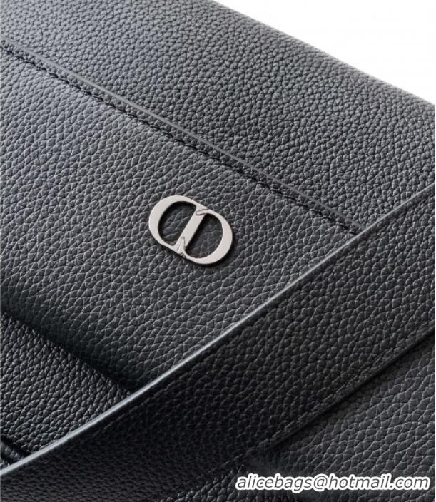 Best Quality Dior Mens CD Icon Zipped Messenger Bag in Grained Calfskin 1122 Black 2025
