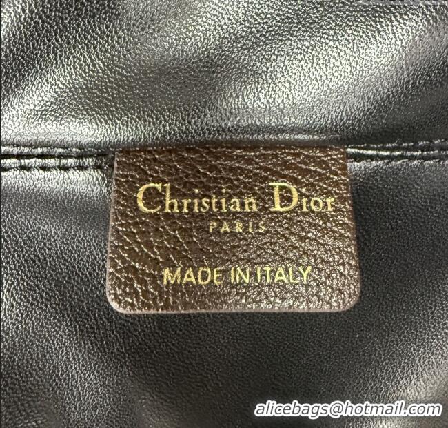 Buy Discount Dior DiorAlps Large Toujours Tote Bag in Black Macrocannage Crinkled Calfskin and White Merino Wool D2039 2