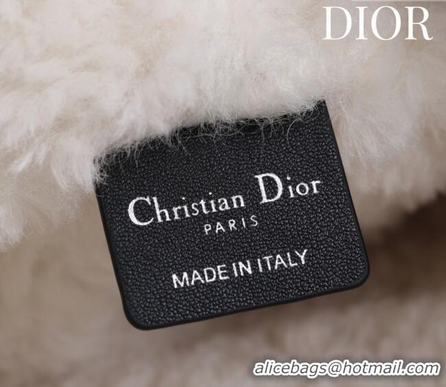 Best Price Dior DiorAlps Medium Toujours Vertical Tote Bag in Macrocannage Crinkled Calfskin and Merino Wool 2042 Black/