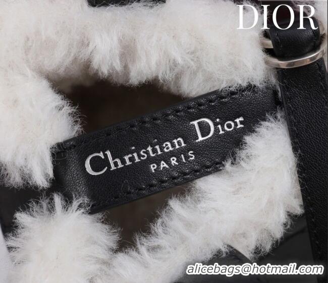 Promotional Dior DiorAlps Small Toujours Vertical Tote Bag in Macrocannage Crinkled Calfskin and Merino Wool 2043 Black/