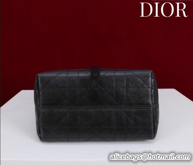 Promotional Dior DiorAlps Small Toujours Vertical Tote Bag in Macrocannage Crinkled Calfskin and Merino Wool 2043 Black/