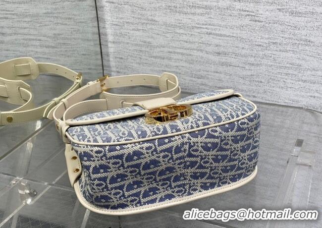 Good Looking Dior Medium 30 Montaigne Satchel Bag in Blue Oblique Chambray Embroidery and Latte Calfskin D2044 2025