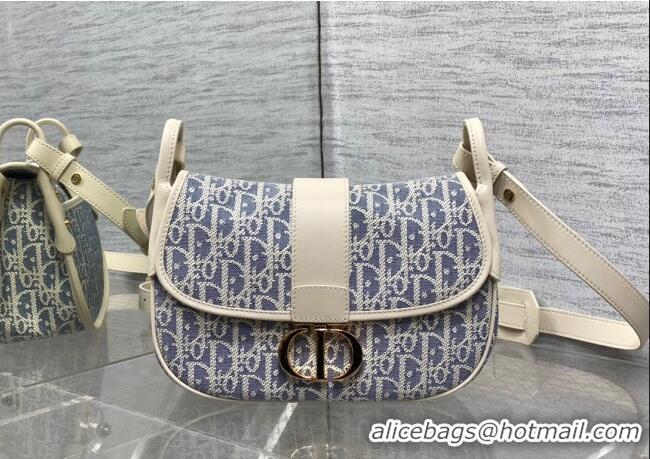 Good Looking Dior Medium 30 Montaigne Satchel Bag in Blue Oblique Chambray Embroidery and Latte Calfskin D2044 2025