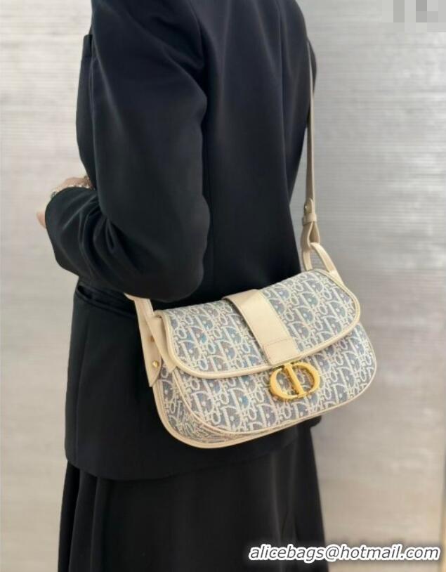 Good Looking Dior Medium 30 Montaigne Satchel Bag in Blue Oblique Chambray Embroidery and Latte Calfskin D2044 2025