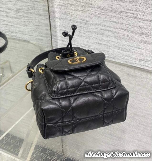 Reasonable Price Dior Caro Nano Bucket Bag in Macrocannage Lambskin S5250 Black 2025