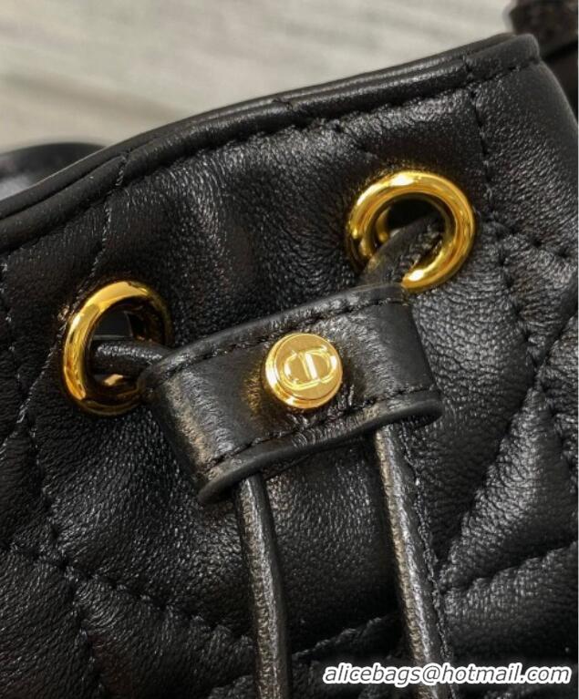 Reasonable Price Dior Caro Nano Bucket Bag in Macrocannage Lambskin S5250 Black 2025