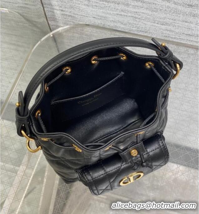 Reasonable Price Dior Caro Nano Bucket Bag in Macrocannage Lambskin S5250 Black 2025