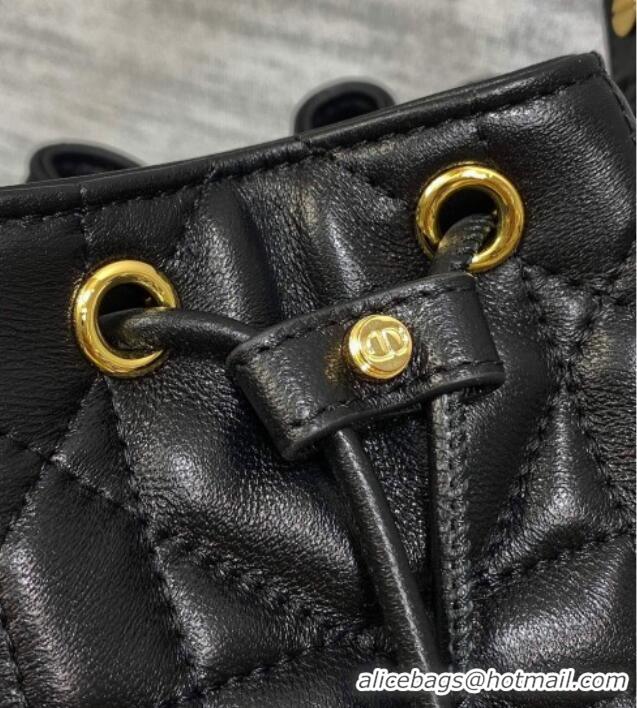 Traditional Specials Dior Small Dior Caro Bucket Bag in Macrocannage Lambskin S5250 Black 2025