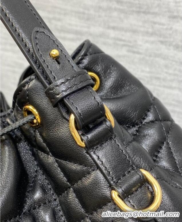 Traditional Specials Dior Small Dior Caro Bucket Bag in Macrocannage Lambskin S5250 Black 2025