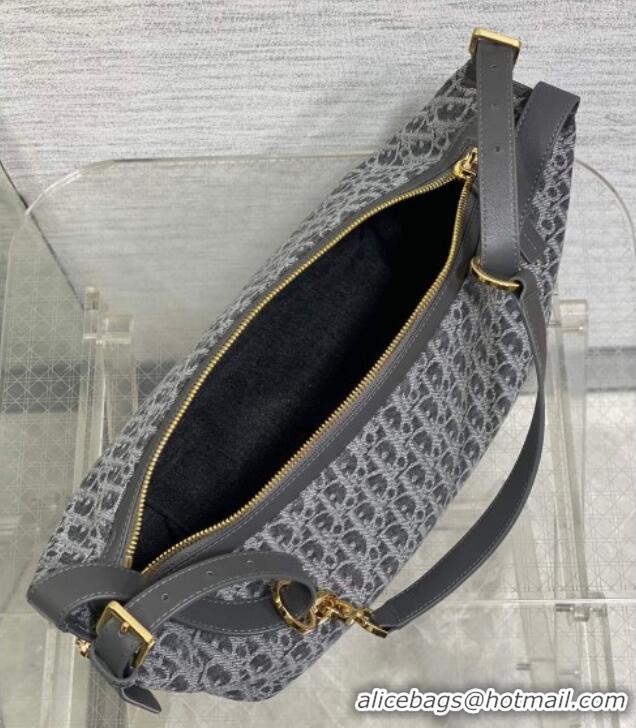 Famous Brand Dior Medium D-Journey Hobo Bag in Grey Denim Oblique Jacquard S2866 2025