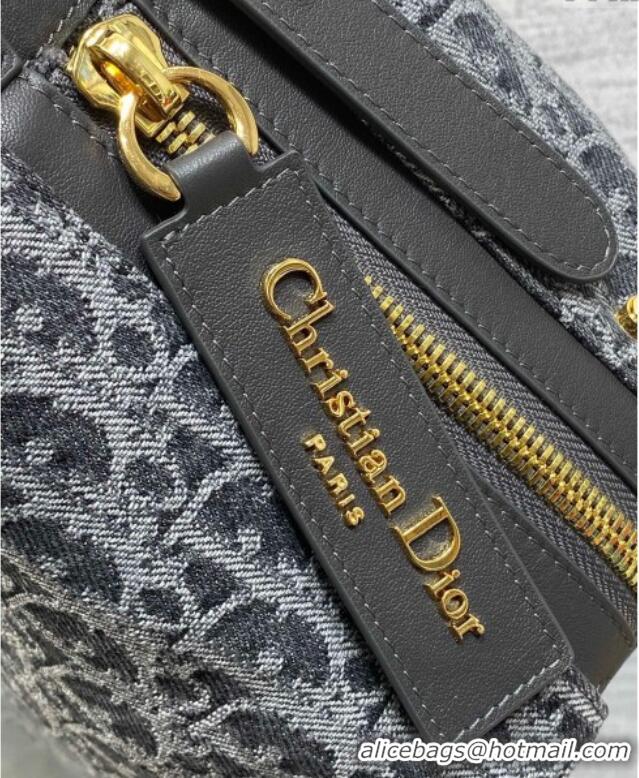 Famous Brand Dior Medium D-Journey Hobo Bag in Grey Denim Oblique Jacquard S2866 2025