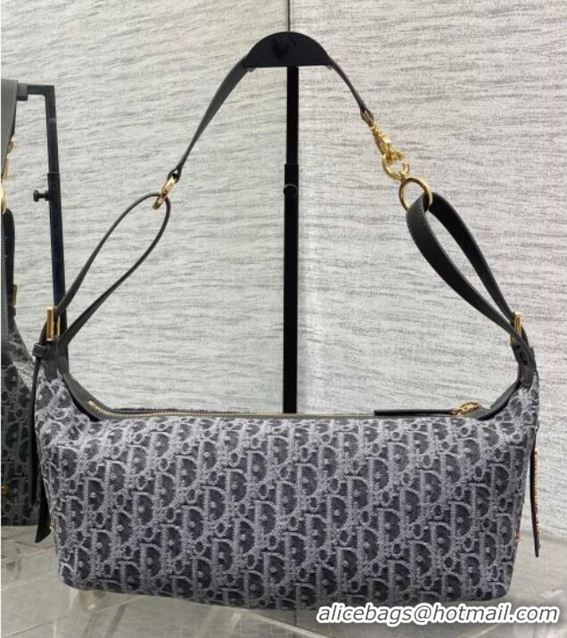 Famous Brand Dior Medium D-Journey Hobo Bag in Grey Denim Oblique Jacquard S2866 2025